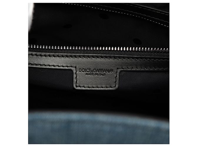 Borsa Shopper Dolce & Gabbana in Denim Blu Patchwork Logo - vista 5