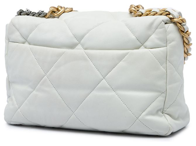 Chanel 19 Flap Large in pelle di agnello bianca Bianco - vista 2