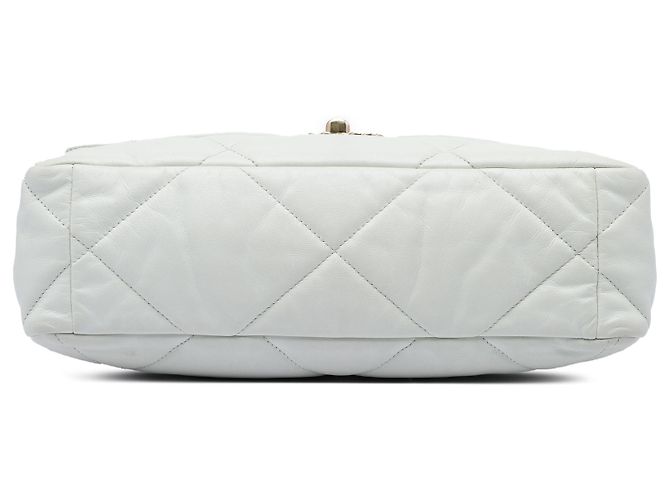 Chanel 19 Flap Large in pelle di agnello bianca Bianco - vista 3