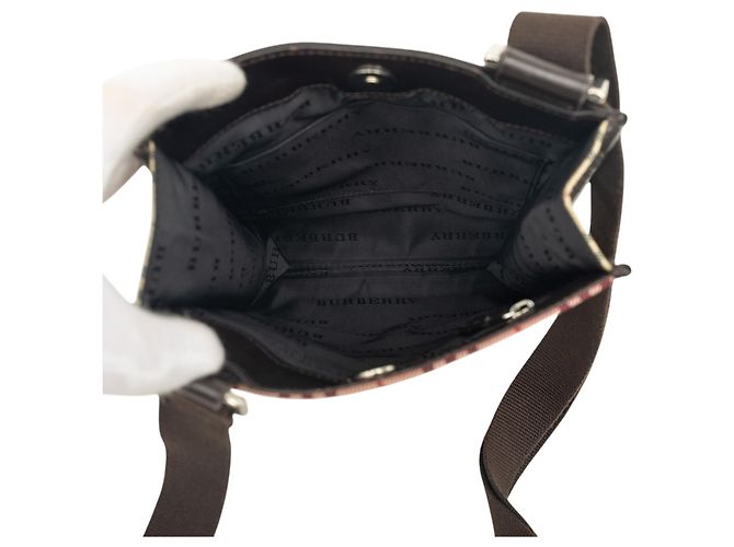 Borsa a tracolla Burberry Beige House Check Canvas - vista 4