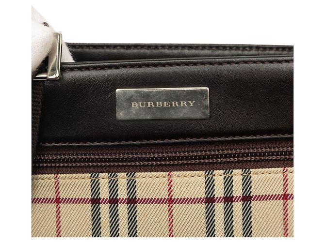 Borsa a tracolla Burberry Beige House Check Canvas - vista 5