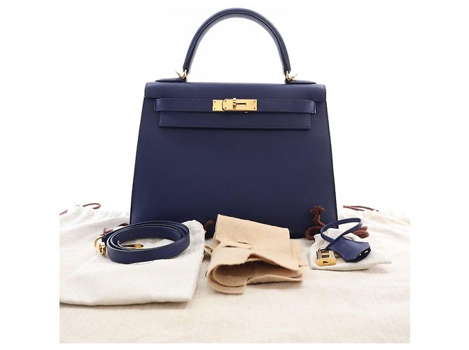 Hermès Blue Epsom Kelly II Sellier 28 Blu scuro - vista 15
