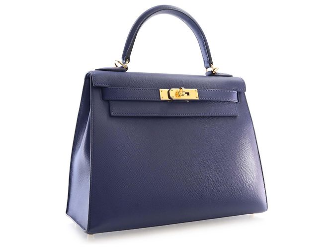 Hermès Blue Epsom Kelly II Sellier 28 Blu scuro - vista 3