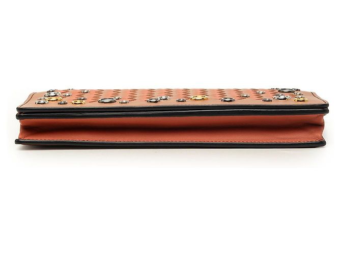 Bottega Veneta Brown Nappa Intrecciato Studded Wallet on Chain Castaño Carne - vista 3