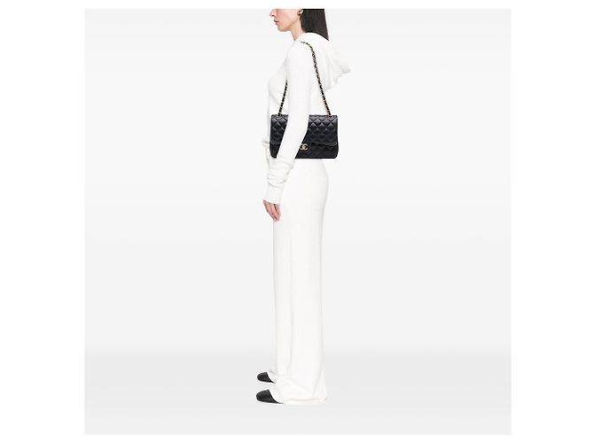 Chanel Black Jumbo Classic Lambskin Double Flap Nero - vista 6