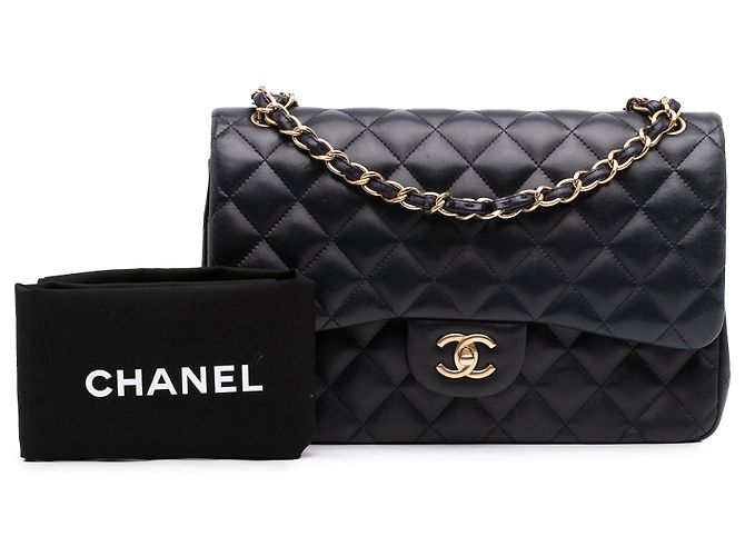 Chanel Black Jumbo Classic Lambskin Double Flap Nero - vista 7