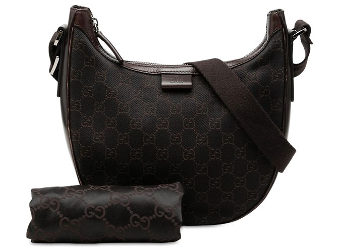 Borsa a tracolla Gucci in tela GG marrone Marrone scuro - vista 8