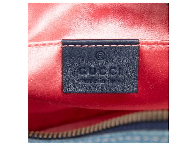 Borsa a tracolla Gucci Blue Small GG Marmont in denim con perle - vista 5