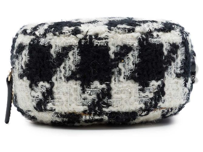 Chanel Clutch Rotonda 19 in Tweed Bianco con Catena e Portamonete Crudo - vista 3