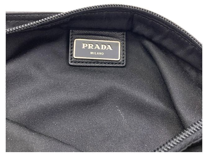 Borsa a tracolla lunga Prada in nylon nero - vista 6