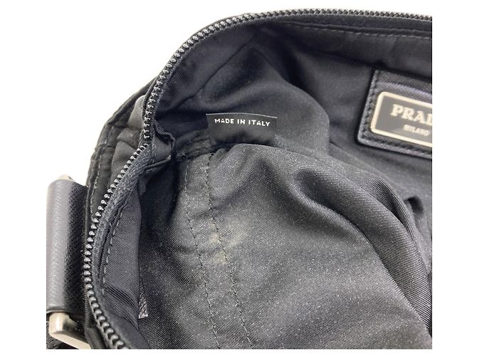 Borsa a tracolla lunga Prada in nylon nero - vista 7