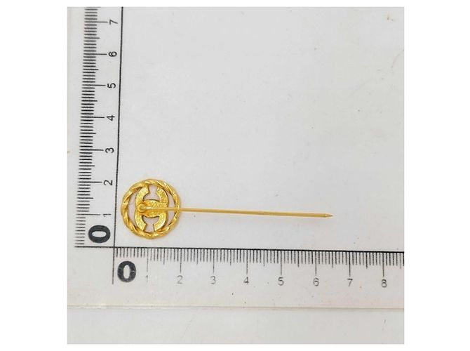 Spilla Chanel in metallo dorato con strass D'oro - vista 2