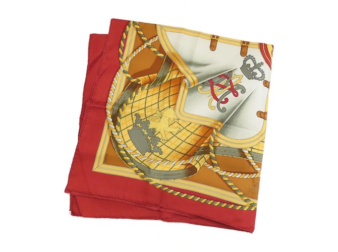 Foulard di seta Hermès Carré 90 Marrone Rosso - vista 2