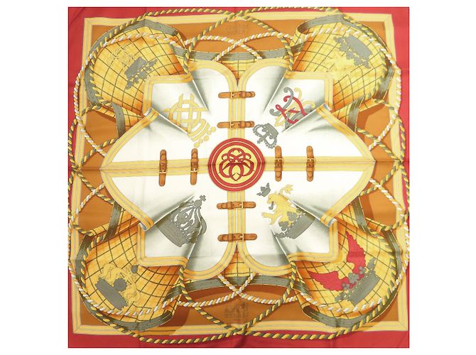 Foulard di seta Hermès Carré 90 Marrone Rosso - vista 3