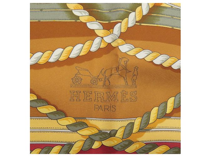 Foulard di seta Hermès Carré 90 Marrone Rosso - vista 4