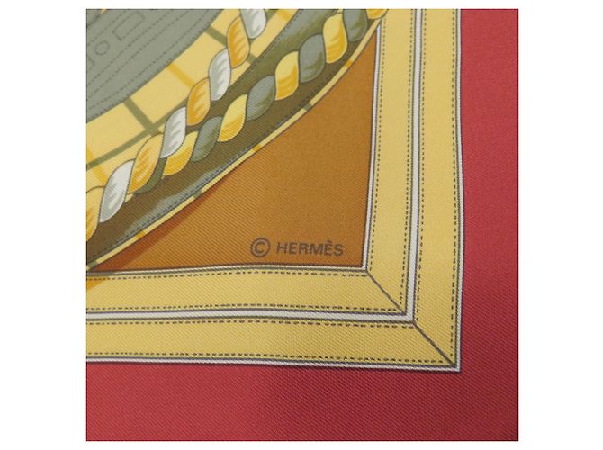 Foulard di seta Hermès Carré 90 Marrone Rosso - vista 7