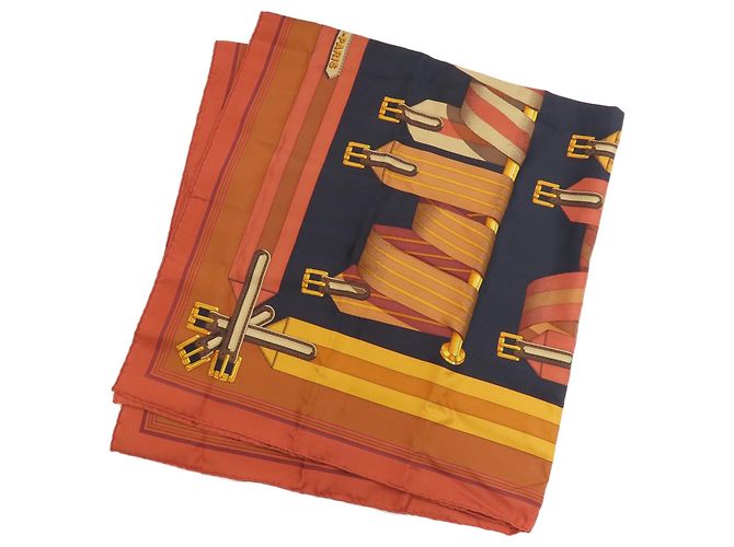 Hermès Carré 90 Lenço Cinto Suspensório Cachecol Marrom - vista 2