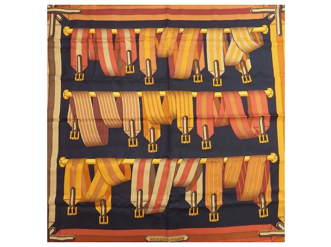 Hermès Carré 90 Lenço Cinto Suspensório Cachecol Marrom - vista 3