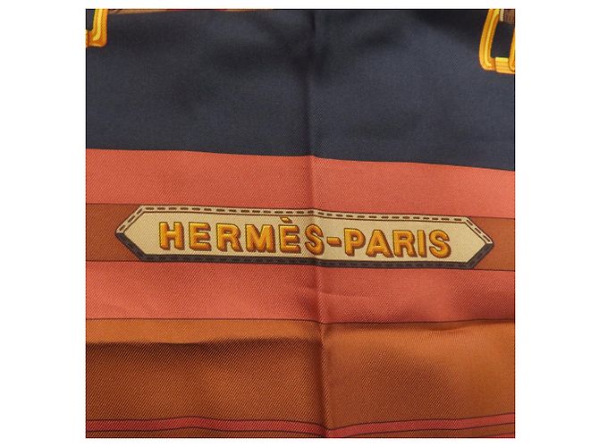 Hermès Carré 90 Lenço Cinto Suspensório Cachecol Marrom - vista 4