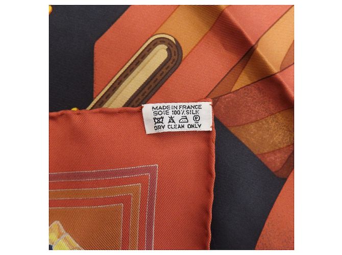 Hermès Carré 90 Lenço Cinto Suspensório Cachecol Marrom - vista 5