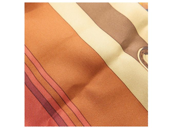 Hermès Carré 90 Lenço Cinto Suspensório Cachecol Marrom - vista 7