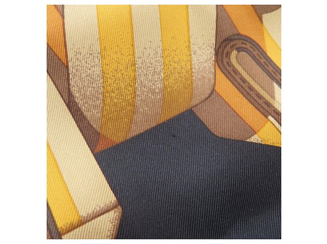 Hermès Carré 90 Lenço Cinto Suspensório Cachecol Marrom - vista 9