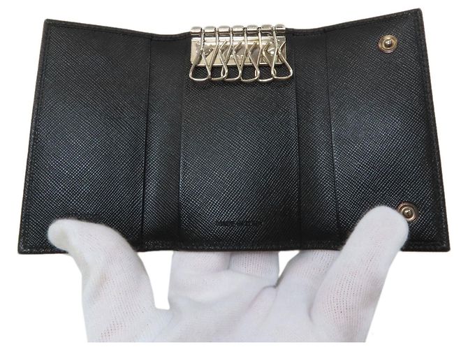 Prada Saffiano Leather Key Case Black - view 4