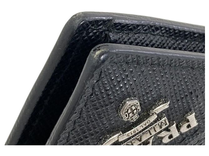 Saffiano Prada Logo Bi-fold Wallet Black - view 11