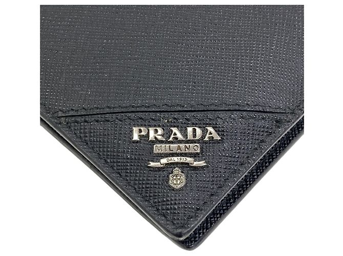 Saffiano Prada Logo Bi-fold Wallet Black - view 9