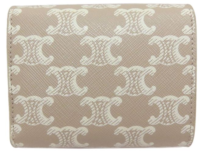 Céline Celine Small Flap Wallet Tri-fold aus Leder Beige - Ansicht 2