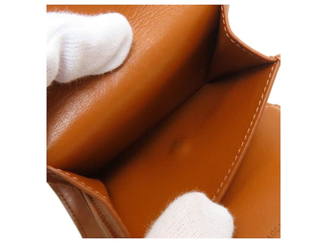 Céline Celine Small Flap Wallet Tri-fold aus Leder Beige - Ansicht 7