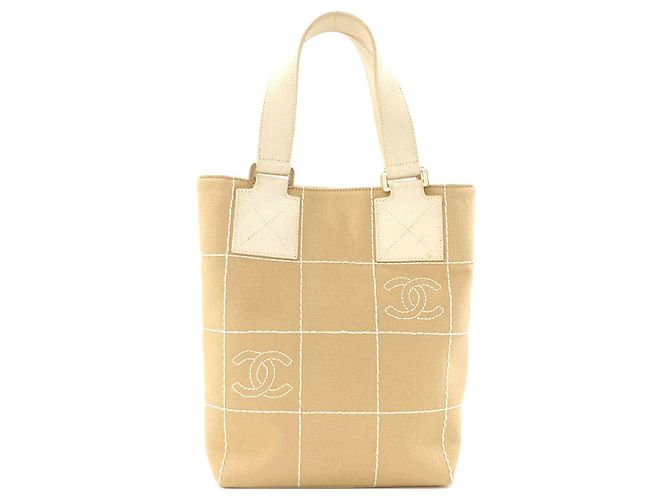 Borsa in tela Chanel Chocolate Bar Wild Stitch Beige - vista 2