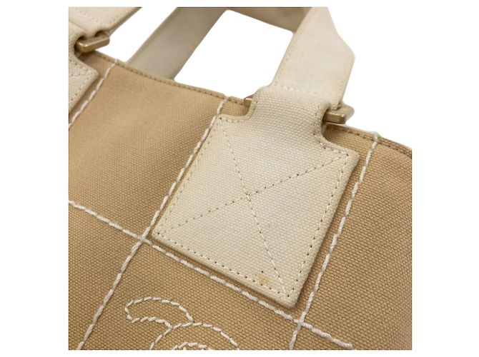 Borsa in tela Chanel Chocolate Bar Wild Stitch Beige - vista 9