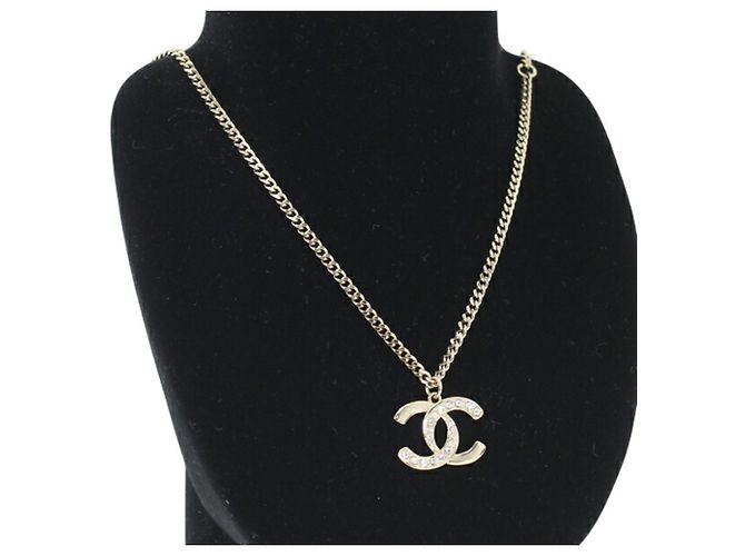 Collier Chanel à strass Doré - vue 7