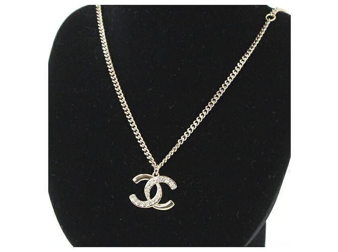Collier Chanel à strass Doré - vue 8