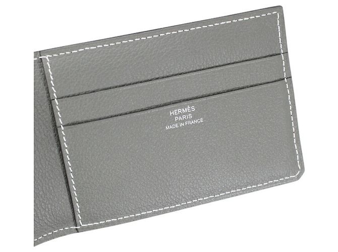 Hermès Hermes Bi-fold Wallet in Gray Leather Brown - view 10