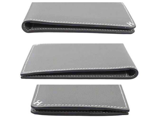 Hermès Hermes Bi-fold Wallet in Gray Leather Brown - view 5