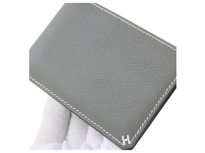Hermès Hermes Bi-fold Wallet in Gray Leather Brown - view 6