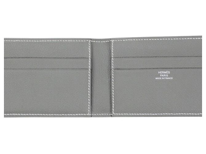 Hermès Hermes Bi-fold Wallet in Gray Leather Brown - view 8