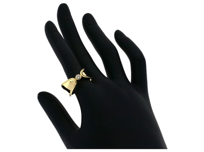 Diamond Céline Anello Celine in platino e oro giallo con diamante - vista 7