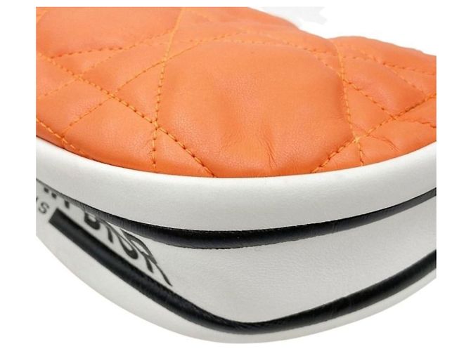Borsa a tracolla piccola Christian Dior Cannage Vibe Bianco Arancione - vista 5
