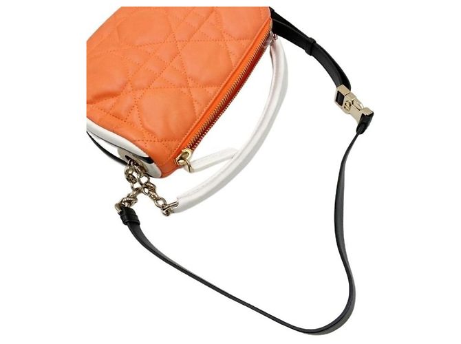 Borsa a tracolla piccola Christian Dior Cannage Vibe Bianco Arancione - vista 6