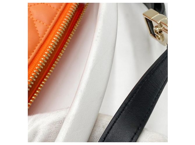 Borsa a tracolla piccola Christian Dior Cannage Vibe Bianco Arancione - vista 7