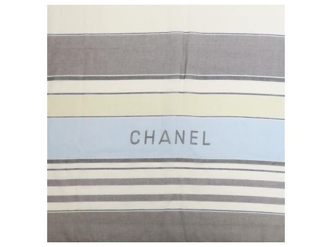 Grande Sciarpa Stola Estiva Chanel Marrone Bianco Blu - vista 3