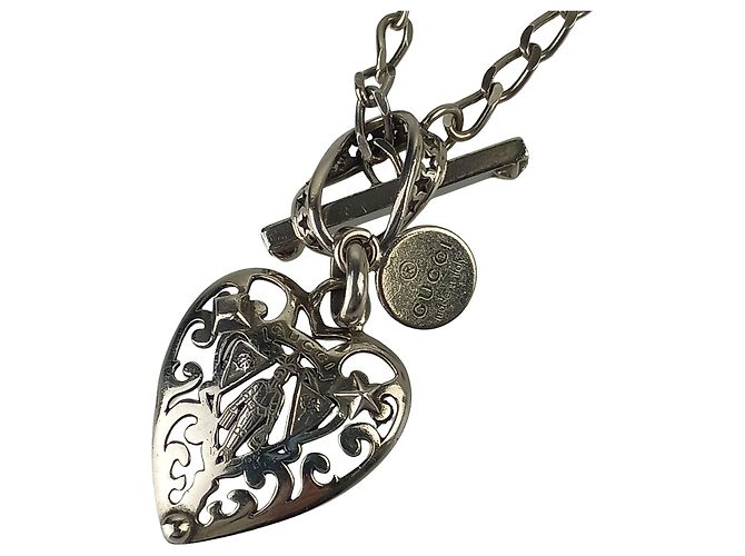 Collana Gucci Crest Heart Silver Argento - vista 2
