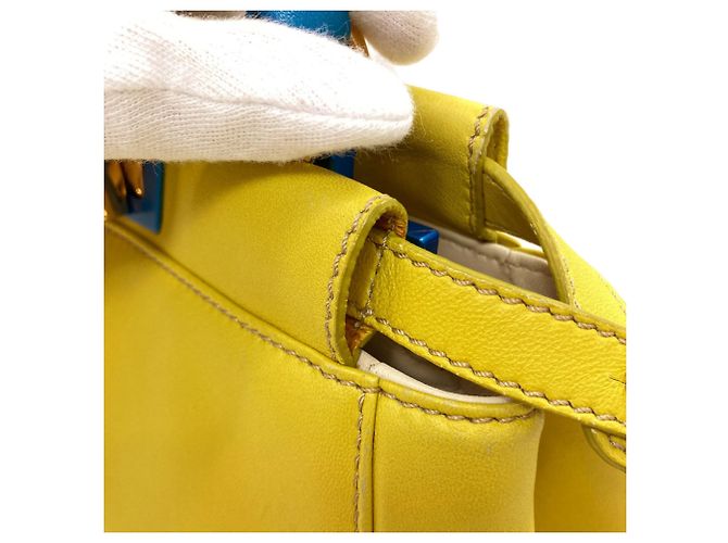 Borsa a mano Fendi Peekaboo Mini Blu Giallo - vista 11
