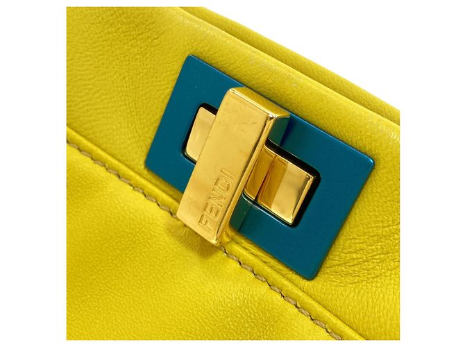 Borsa a mano Fendi Peekaboo Mini Blu Giallo - vista 15