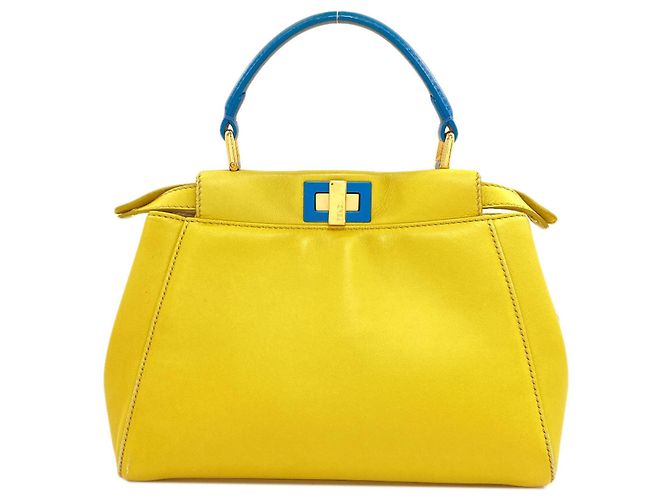 Borsa a mano Fendi Peekaboo Mini Blu Giallo - vista 2