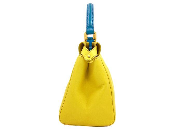 Borsa a mano Fendi Peekaboo Mini Blu Giallo - vista 3
