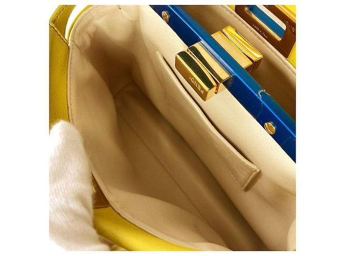 Borsa a mano Fendi Peekaboo Mini Blu Giallo - vista 5